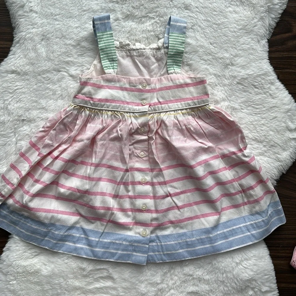 Ralph Lauren Baby Girl Pastel Striped 100% Cotton Summer Dress size 12 months